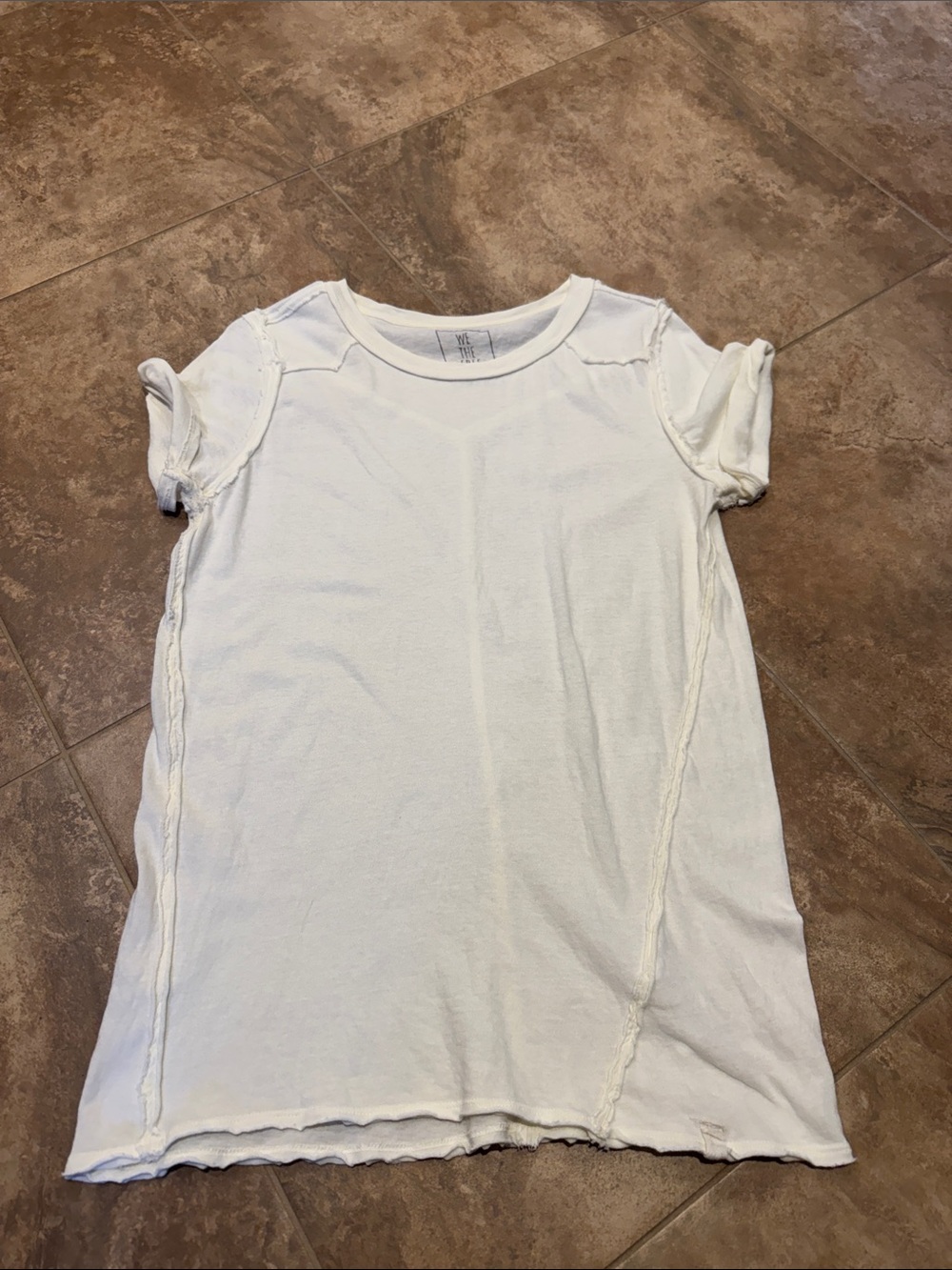 We the Free Raw Seam Short Sleeve Cotton Tee—Size Large